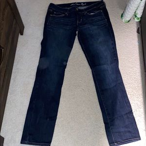 american eagle stretch skinny jeans dark wash